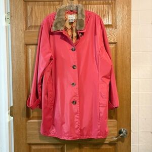 White Stag Womens Plus Coral Salmon Pink All-Weather Rain Jacket Coat 3X 22W 24W